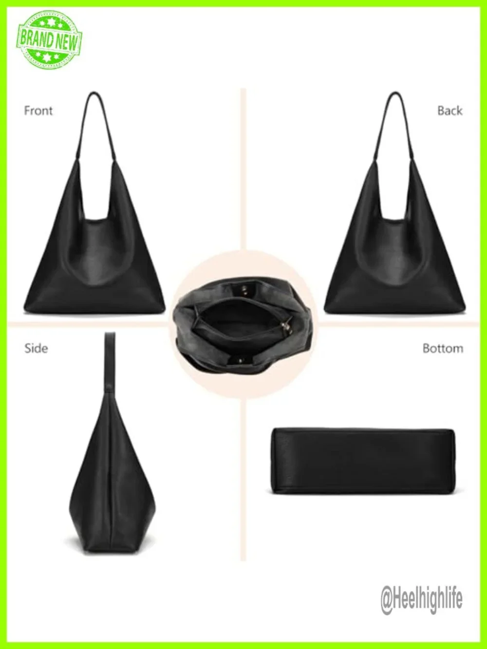 Soft Faux Leather Slouchy Hobo Handbag with Cosmetic Bag Purse